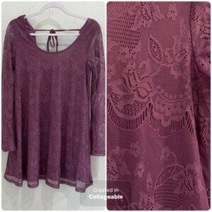 Altar’d State Lace Feminine Purple Mini Dress Western Festival Bohemian